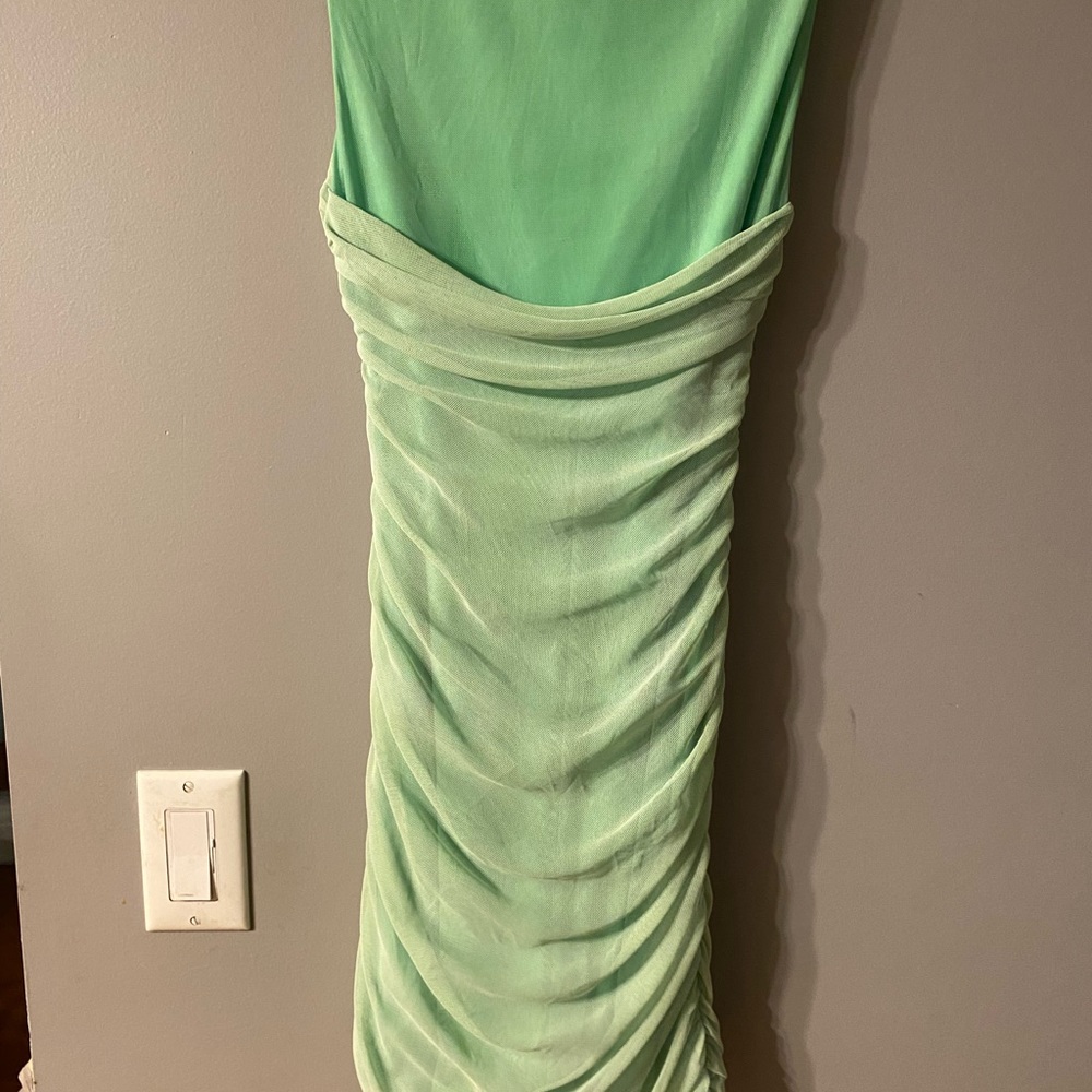 NWT Zara dress us med Green Party/cocktail mesh overlay NWT made in Romania - Picture 7 of 15